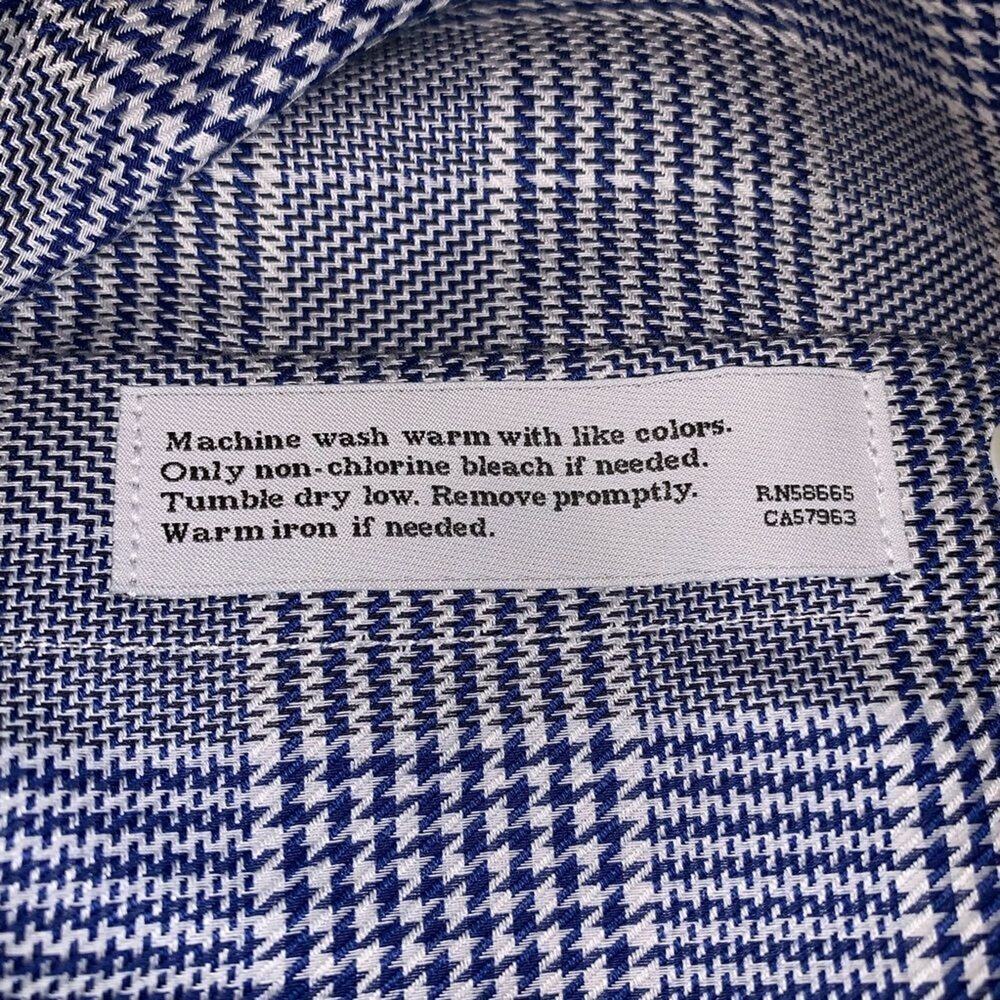 Nordstrom Mens Smartcare Blue & White Glen Plaid BDS Sz 15 1/2 - 35 - Picture 4 of 5